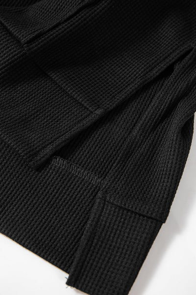 Women's Waffle Knit High-Low Oversized Pullover Hoodie