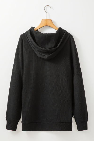 Women's Waffle Knit High-Low Oversized Pullover Hoodie