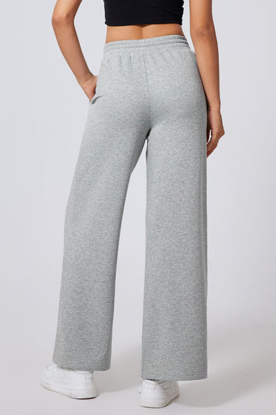 Women's Wide Leg High-Waist Seamed Sweatpants in Heather Gray