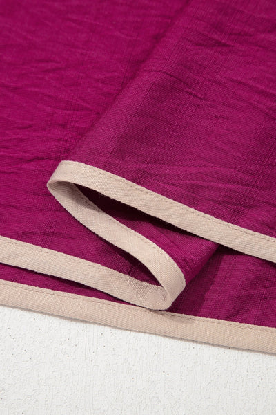 Women's Wild Ginger Contrast Trim V-Neck Blouse with Bracelet Sleeves