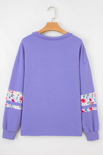 Women's Wisteria Floral Applique Relaxed Pullover Sweatshirt