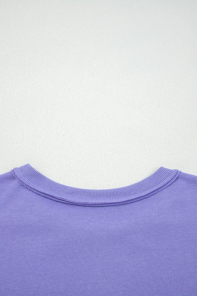 Women's Wisteria Floral Applique Relaxed Pullover Sweatshirt