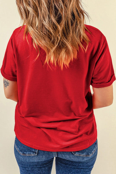 Women's XOXO Checkered Graphic Tee with Bow Detail
