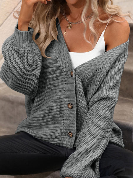 Women's V-Neck Button Cardigan