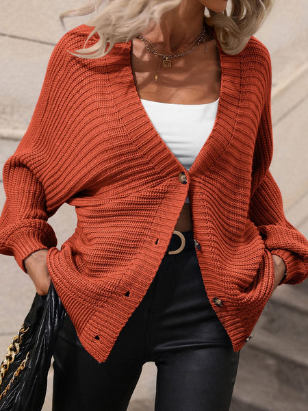Women's V-Neck Button Cardigan
