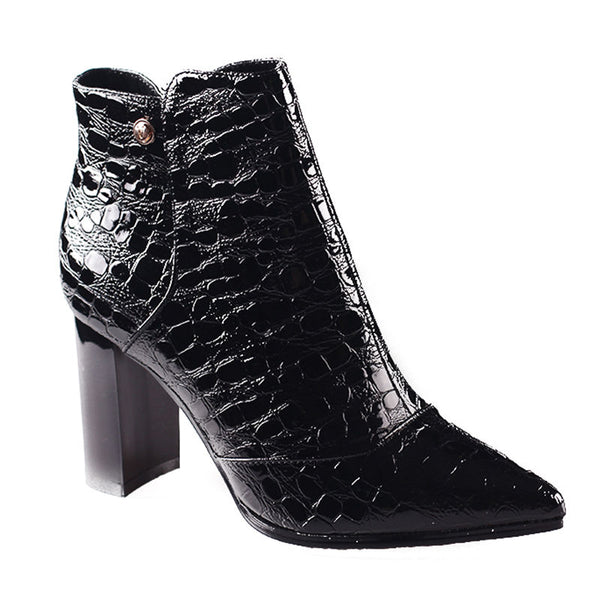 Patent Leather Boot Block Heel