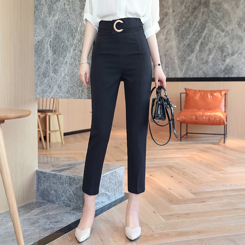 Belted Ankle Office Pants