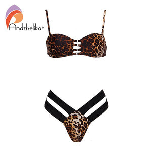 Andzhelika Sexy Yellow Bandeau Bikini Women Swimsuit Bandage Bikini Set Low Waist Brazilian Beach Bathing Suit Swimwear Monokini  28.67 Fashion Play