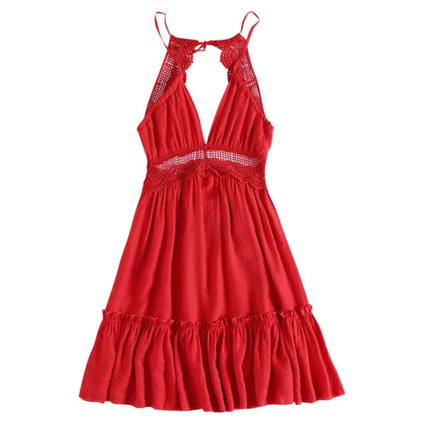 Backless Lace Mini Dress dress 35.00 Fashion Play