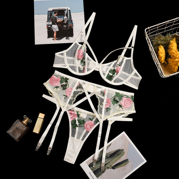 3 Piece Floral Class Lingerie lingerie 35.00 Fashion Play