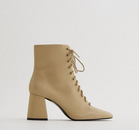 Lace Up Block Heel Boot