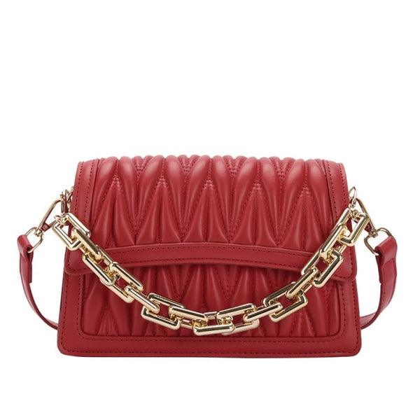 Ruched Chain Strap Handbag