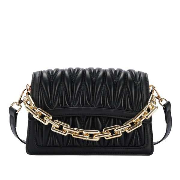 Ruched Chain Strap Handbag