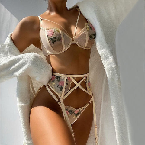 3 Piece Floral Class Lingerie lingerie 35.00 Fashion Play