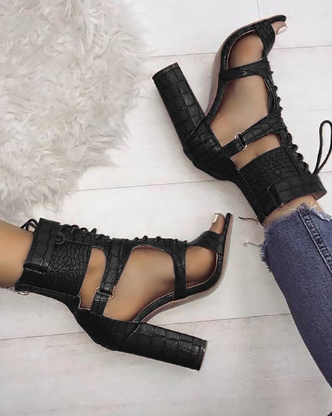 Ankle Strap & Lace Gladiator Heel