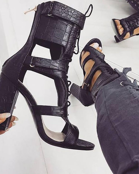 Ankle Strap & Lace Gladiator Heel