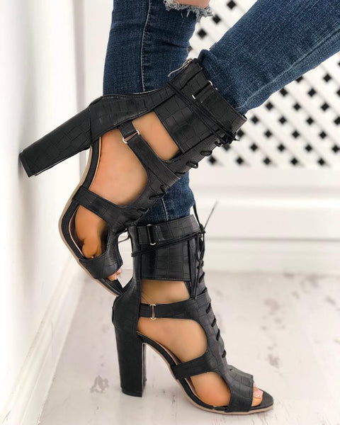 Ankle Strap & Lace Gladiator Heel