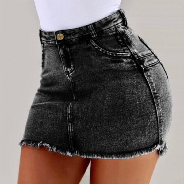 Fitted Mini Jean Skirt