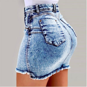 Fitted Mini Jean Skirt