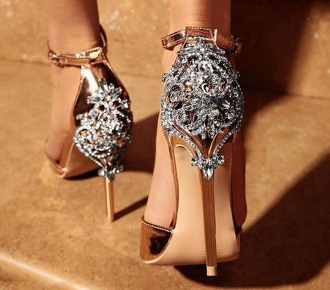 Crystal Ankle Strap Stiletto