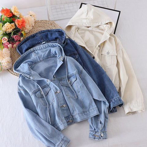 Double Pocket Hood Jean Jacket