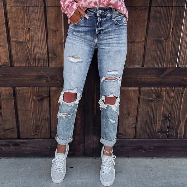 Straight Fit Ripped Jeans