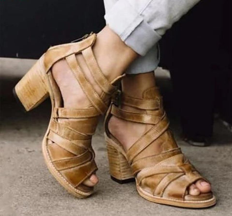 Gladiator Sandal Block Heels