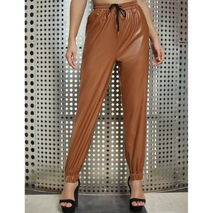 Leather Drawstring Joggers Pants 31.00 Fashion Play